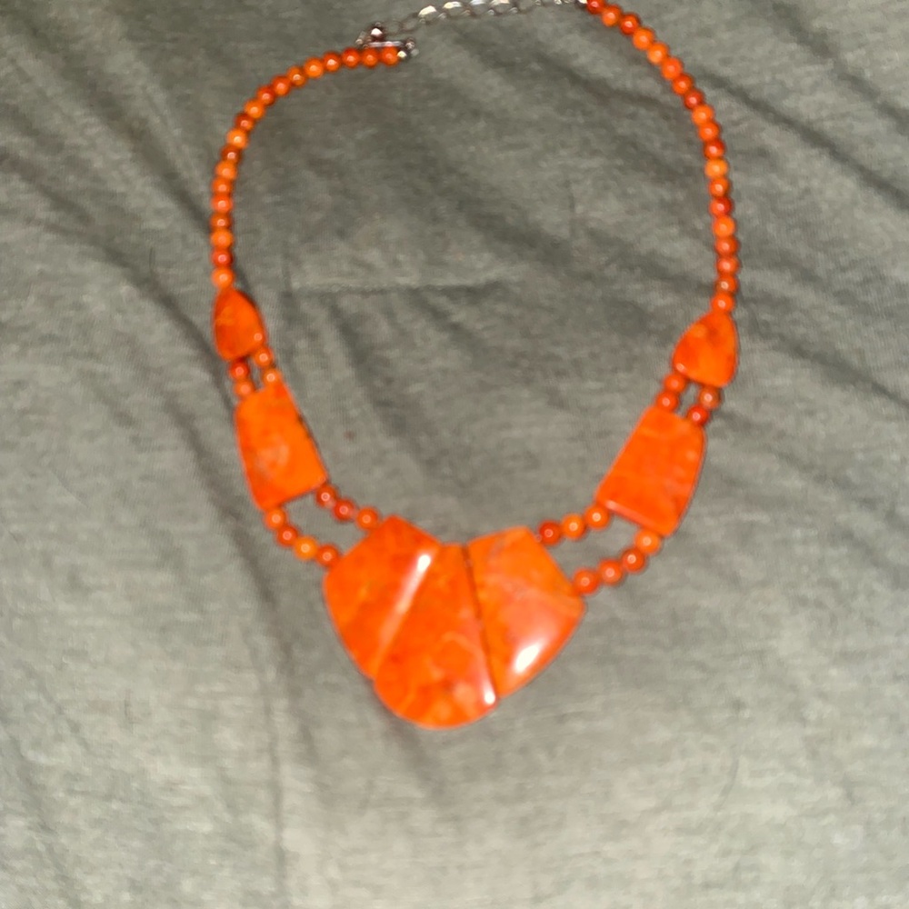 Jay King Orange Branch Coral Necklace